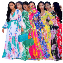 5XL New style African Women clothing fashion Print material chiffon long sleeves dress